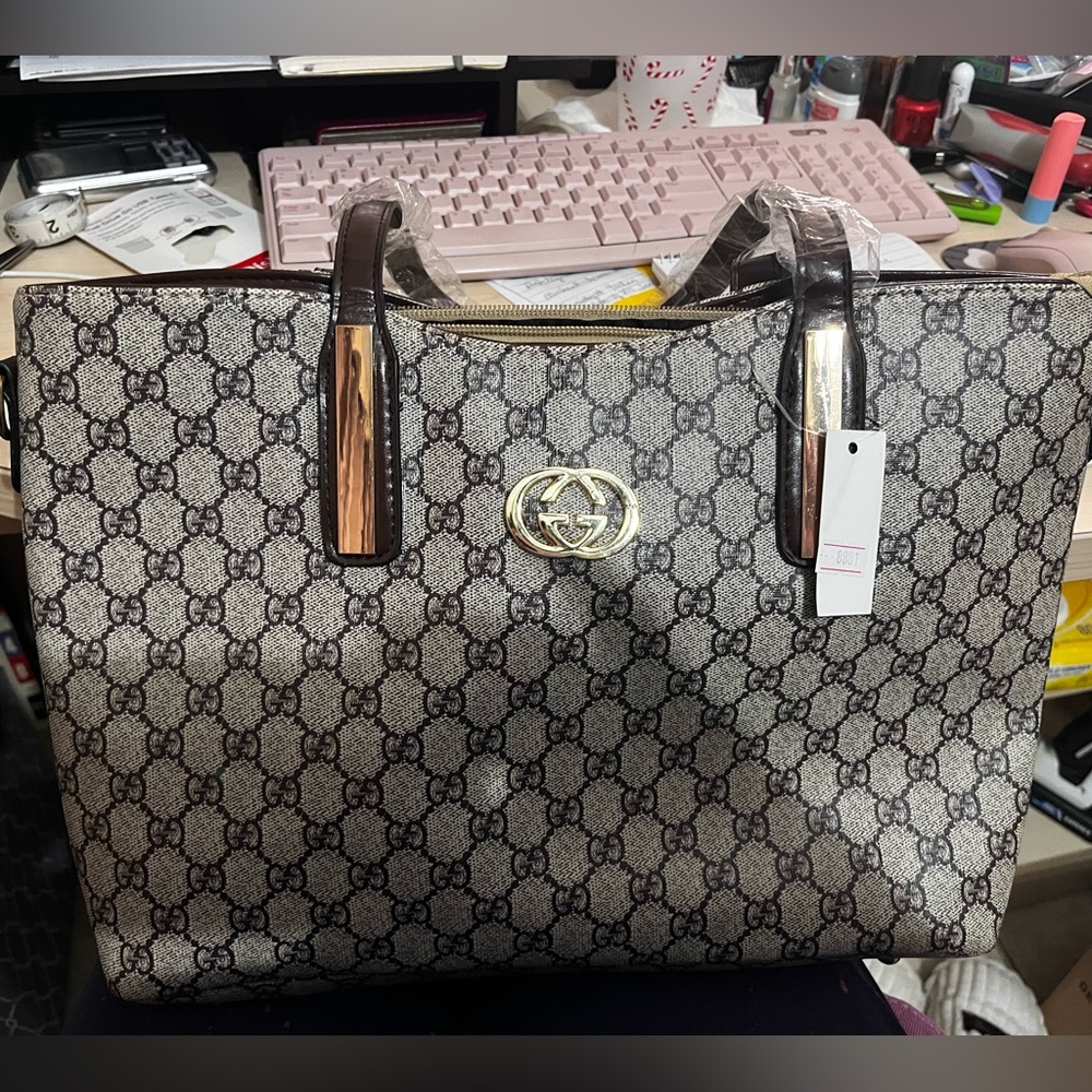 Gucci Brown and Cream Tote Bag